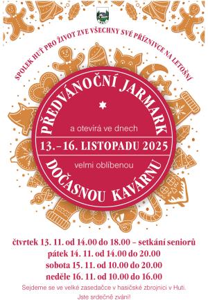 Přdvánoční jarmark s dočasnou kavárnou v Huti 1